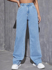 Kotty Women Jean Straight Fit Leg High-Rise Light Fade Stretchable Jeans