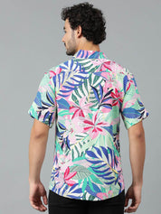 Kotty Men Cuban Collar Floral Printed Casual Shirt
