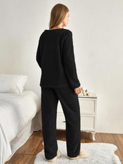 KOTTY Women's Black Fleece Winter Casual Co Ord Set