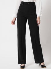 Kotty Women Relaxed Straight Leg Straight Fit High-Rise Pleated Trousers