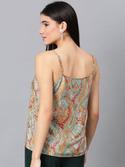 Kotty Ethnic Motifs Printed Sleeveless Crepe Top