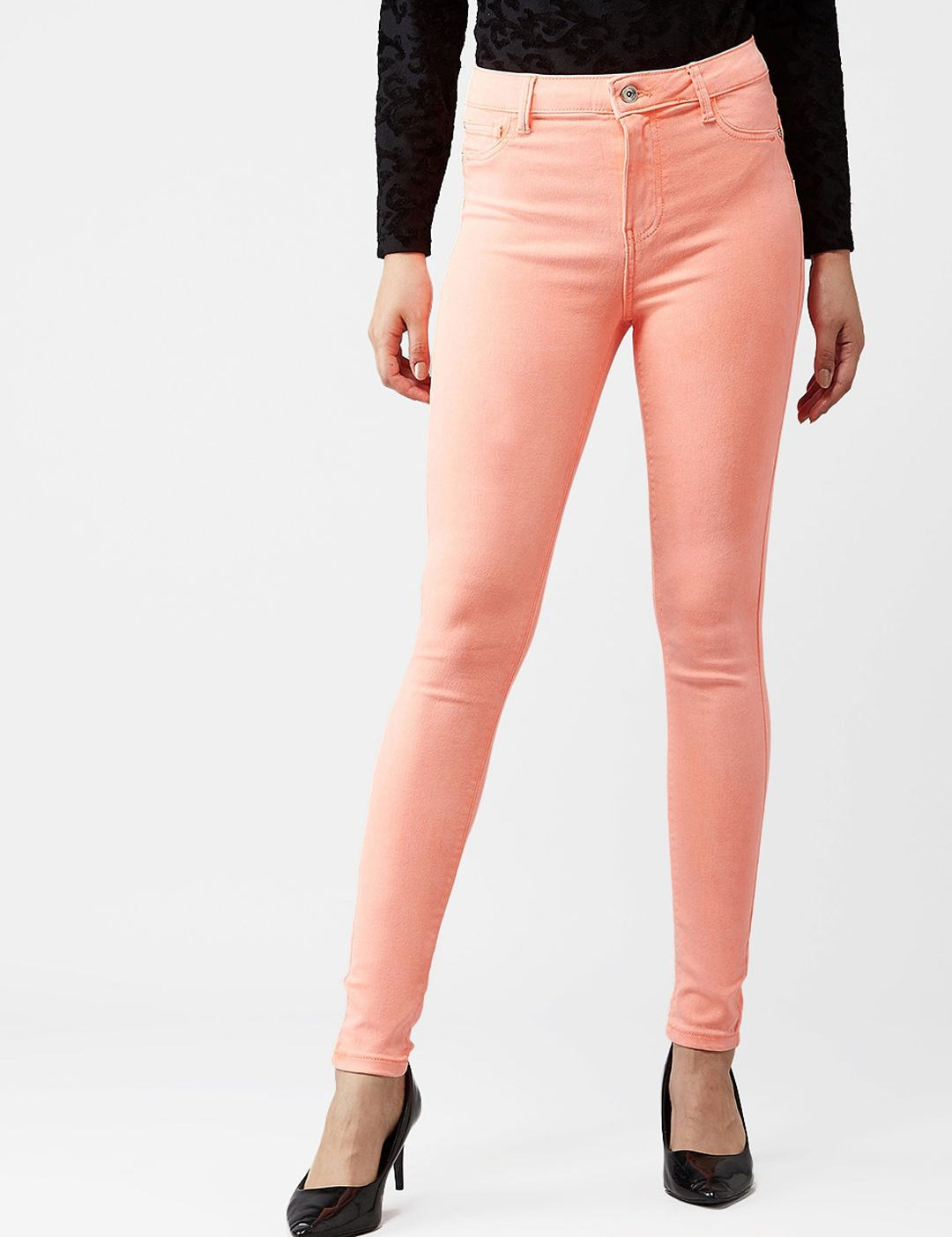 Kotty Women Orange & Coral Skinny Fit Jeans