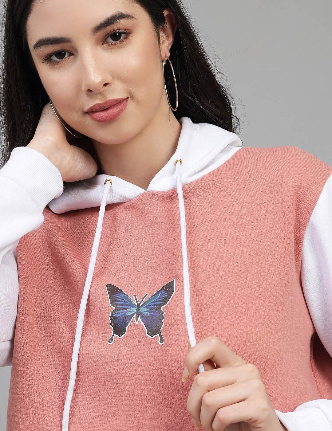 Kotty Women Multicoloured Butterfly Printed Hooded Sweatshirt