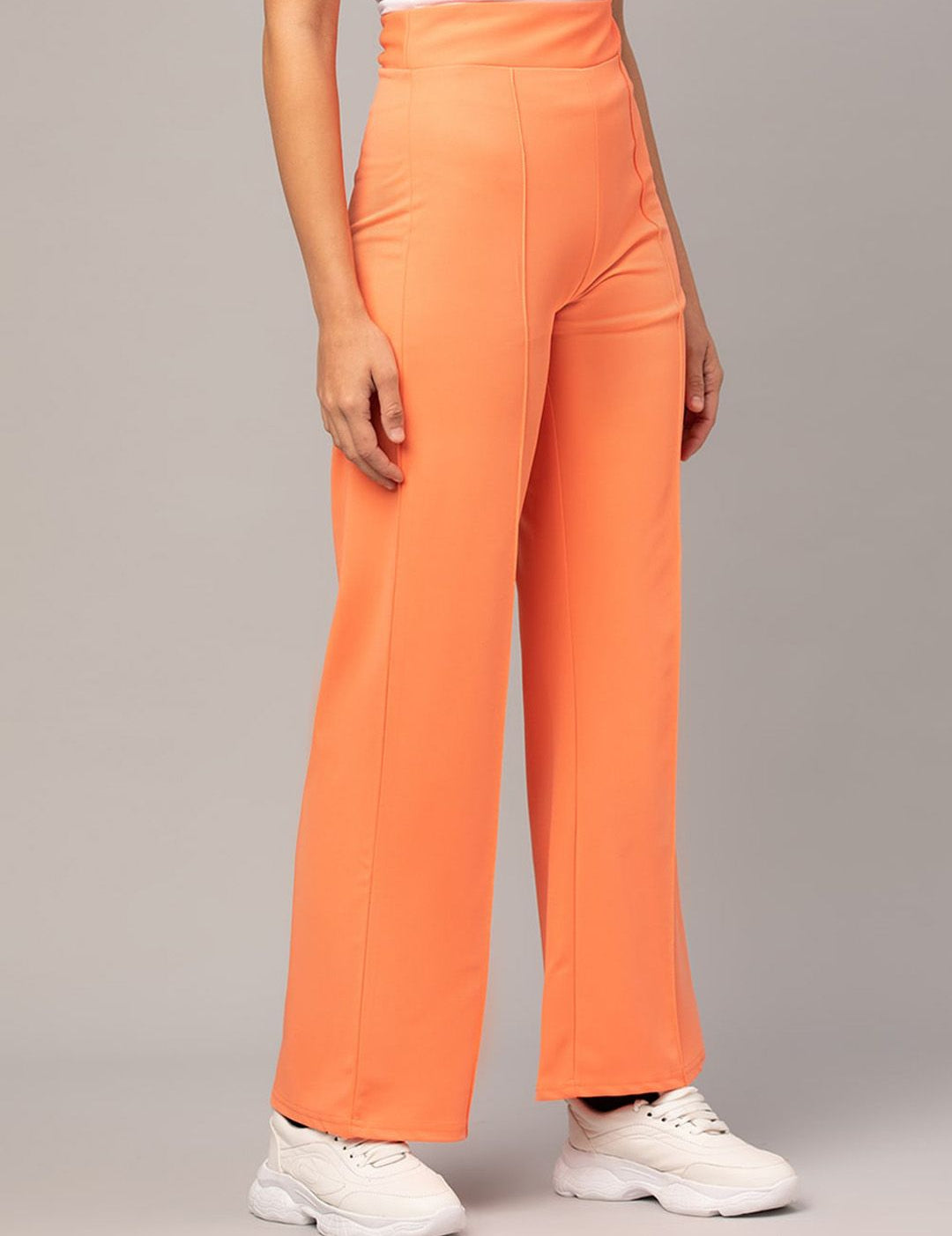 Kotty Women Pack Of 2 Relaxed Straight Leg High-Rise Easy Wash Parallel Trousers