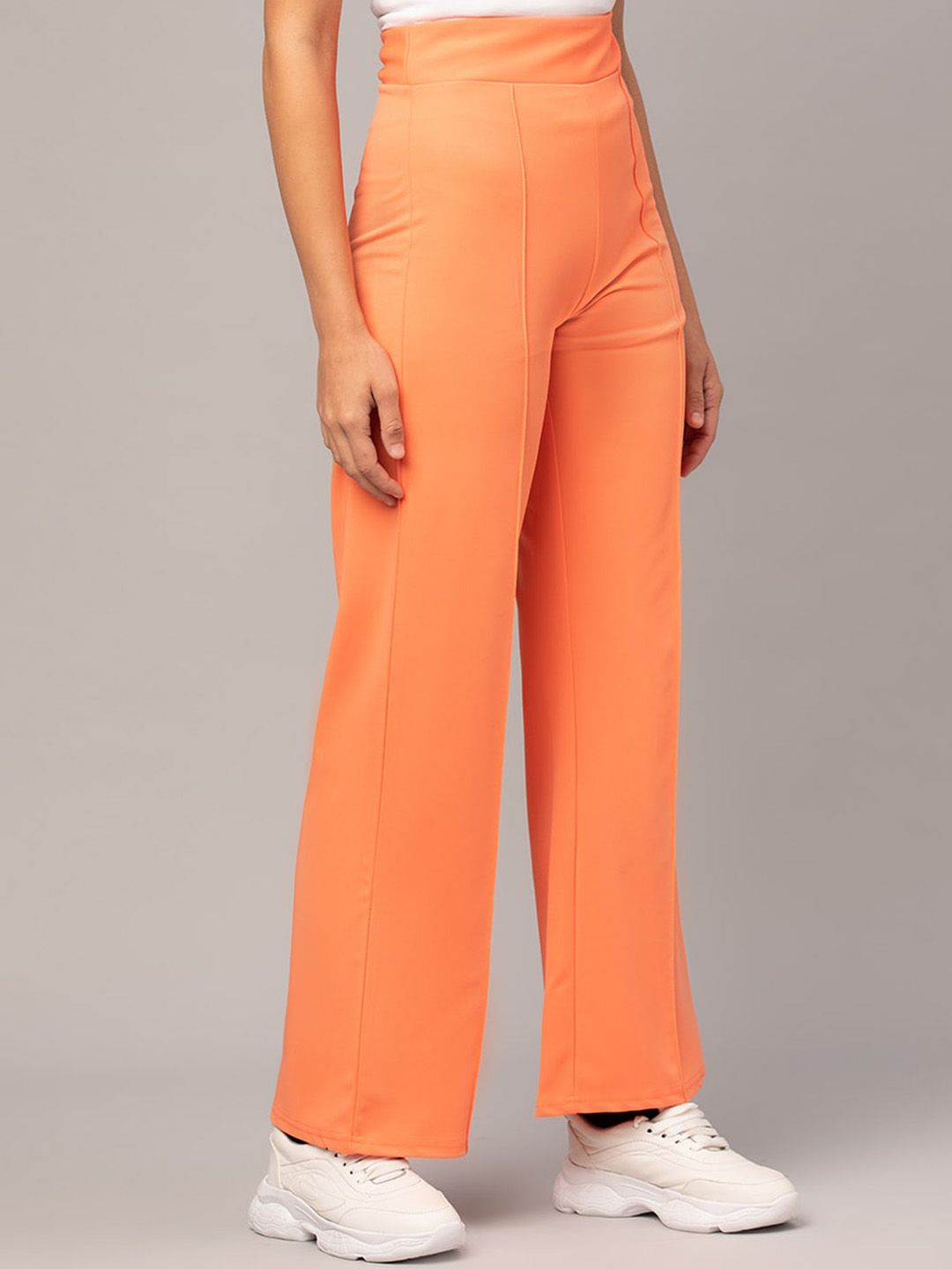 Kotty Women Pack Of 2 Relaxed Straight Leg High-Rise Easy Wash Parallel Trousers