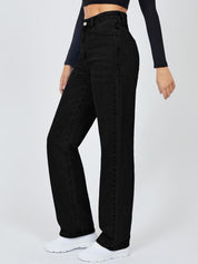 KOTTY Basics Women Jean Straight Fit High-Rise Clean Look Slash Knee Stretchable Jeans