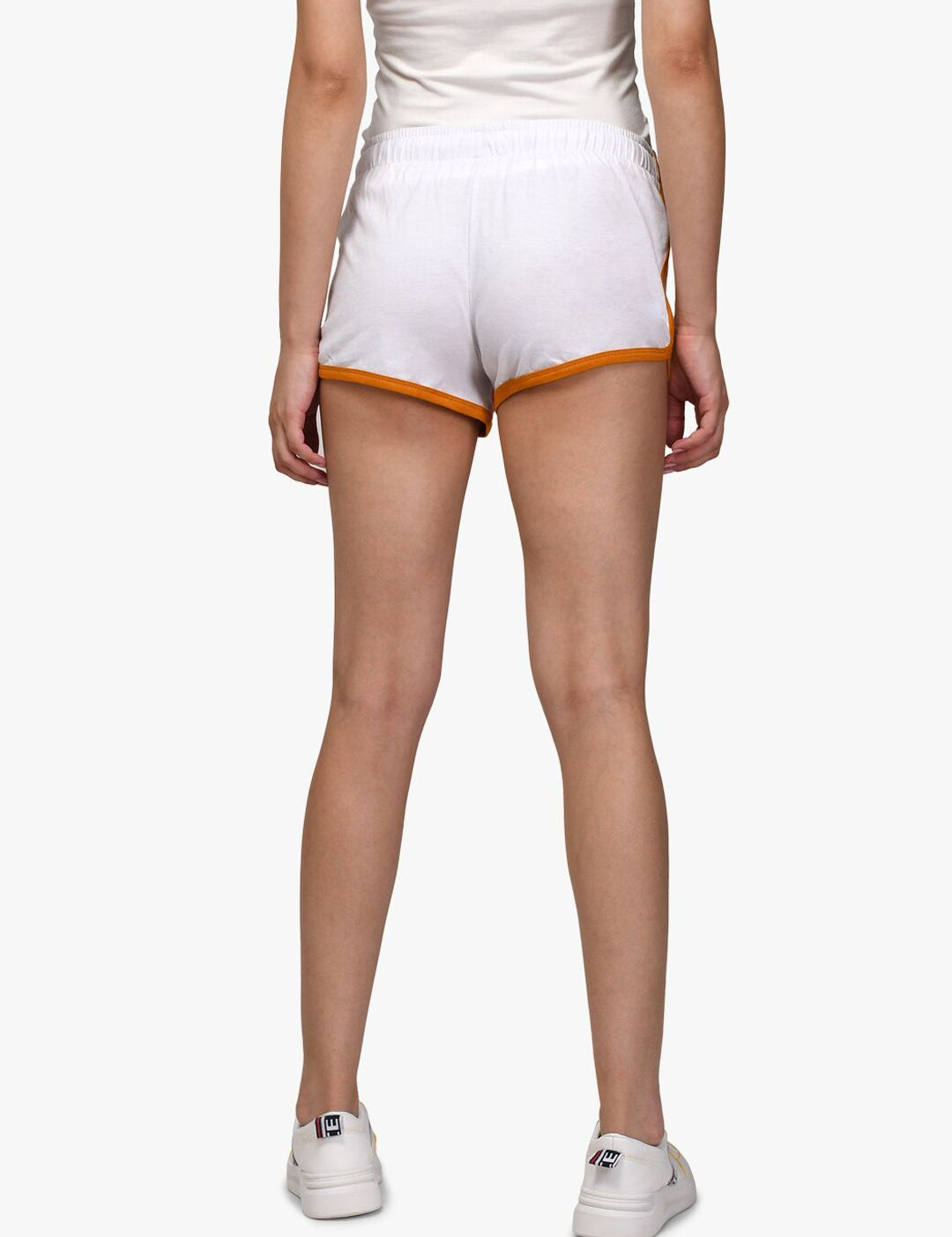 Kotty Women White & Red Colourblocked Regular Fit Shorts