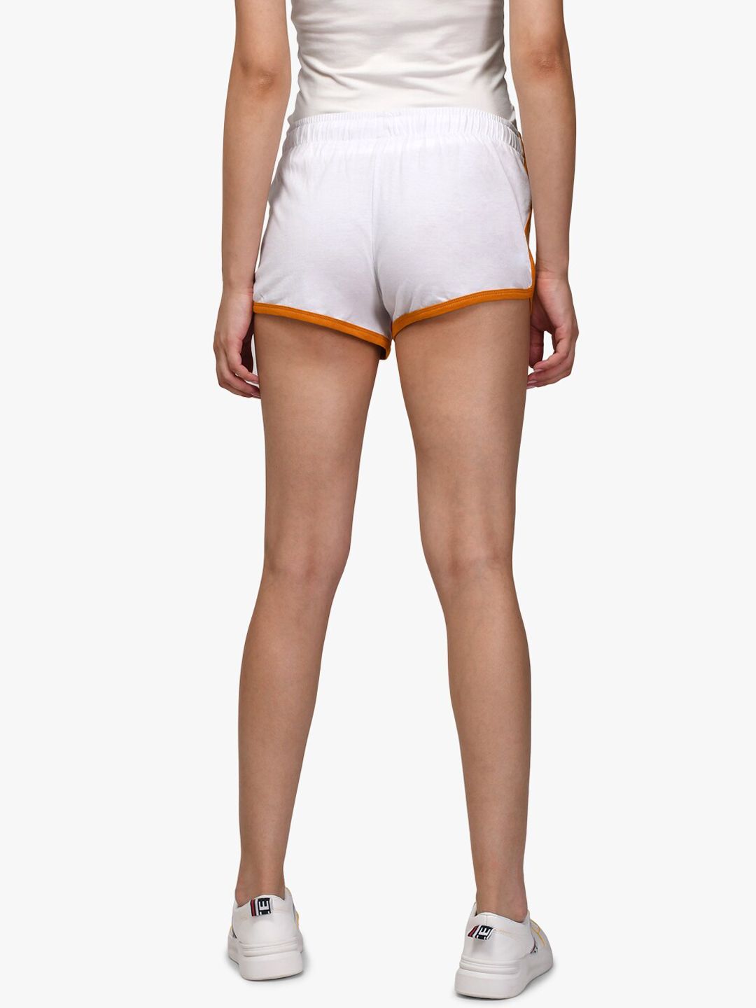 Kotty Women White & Red Colourblocked Regular Fit Shorts