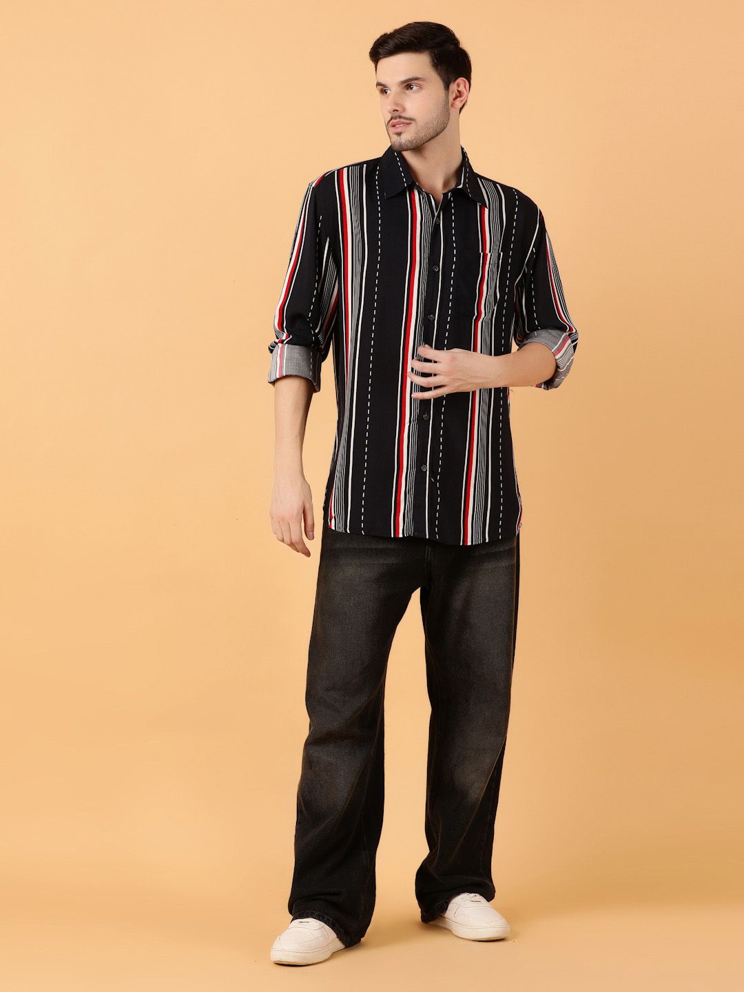 Kotty Men Spread Collar Graphic Printed Casual Regular Fit Shirt