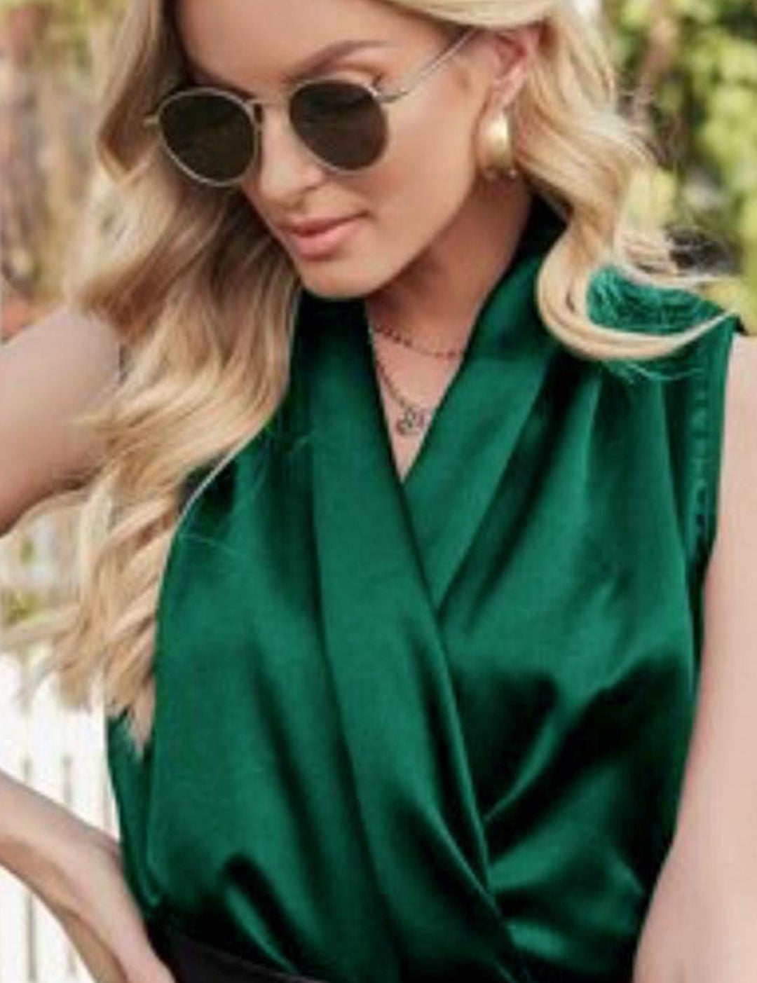 Kotty V-Neck Satin Wrap Top