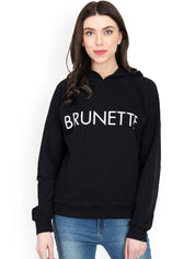 Kotty Women Black Printed Hooded Sweatshirt