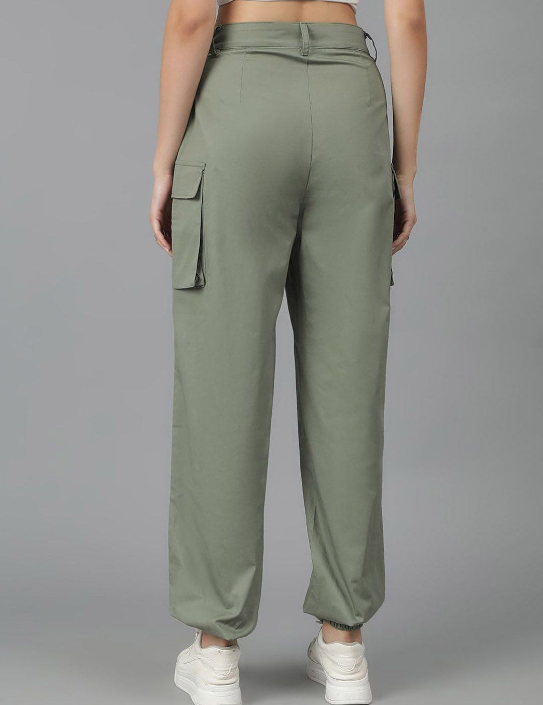 Kotty Women High-Rise Easy Wash Cotton Cargos Trousers