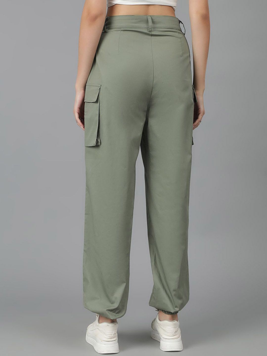 Kotty Women High-Rise Easy Wash Cotton Cargos Trousers