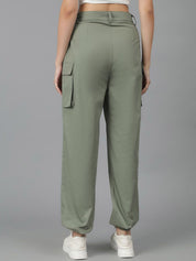 Kotty Women High-Rise Easy Wash Cotton Cargos Trousers