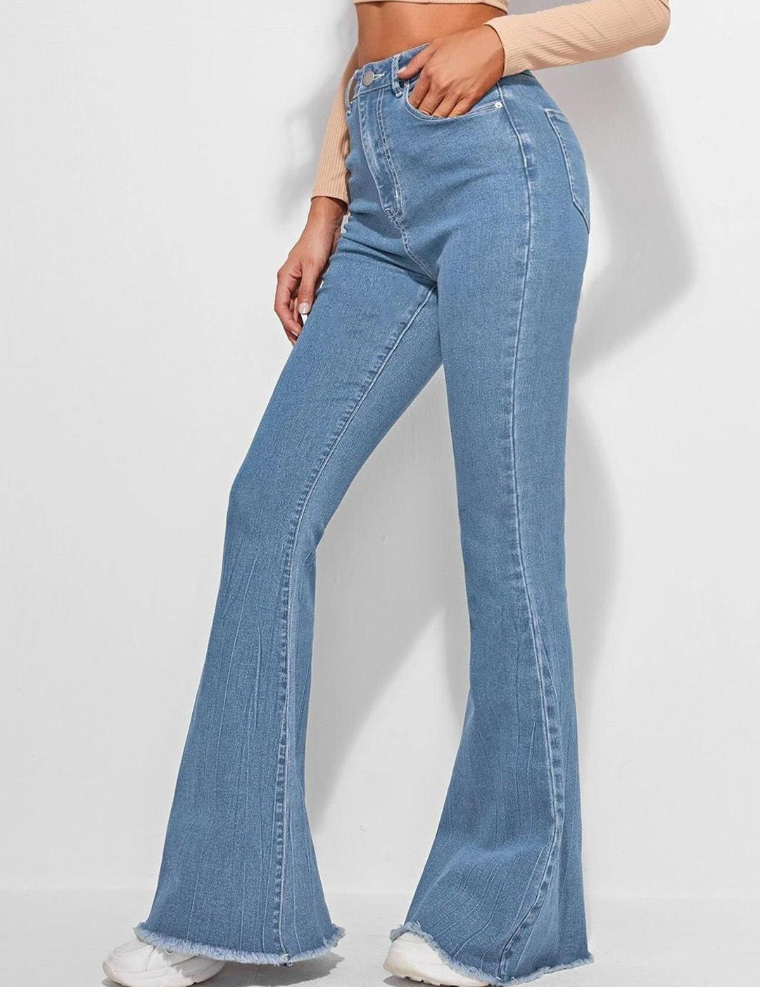 Kotty Women Blue Jean Bootcut High-Rise Clean Look Stretchable Jeans