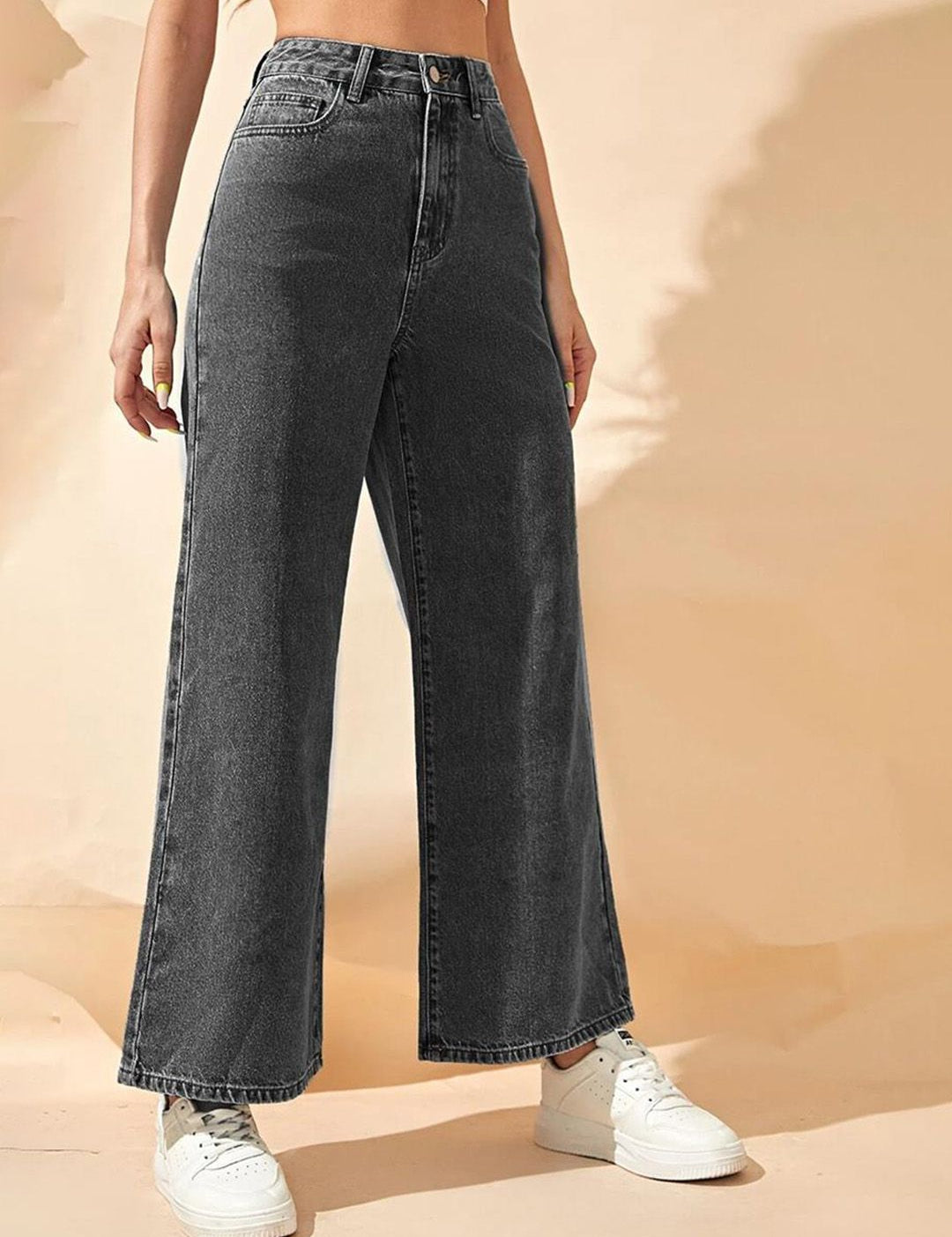 Kotty Women Wide Leg High-Rise Clean Look Stretchable Jeans