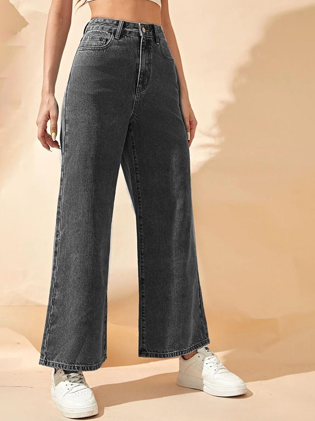 Kotty Women Wide Leg High-Rise Clean Look Stretchable Jeans