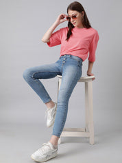 KOTTY Basics Round Neck Drop-Shoulder Sleeves Oversized Fit Cotton T-Shirt