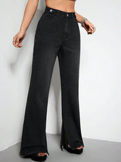 KOTTY Basics Women Black Jean Flared High-Rise Clean Look Stretchable Jeans