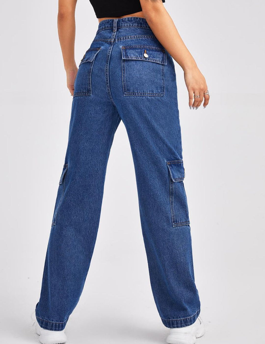 Kotty Women Blue Jean Straight Fit High-Rise Slash Knee Stretchable Jeans