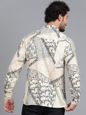 Kotty New Relaxed Fit Abstract Printed Spread Collar Casual Shirt