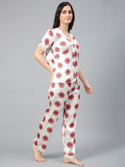 Kotty Floral Printed Satin Night Suit