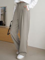 KOTTY BIZwear Women Straight Fit High-Rise Easy Wash Pleated Trousers