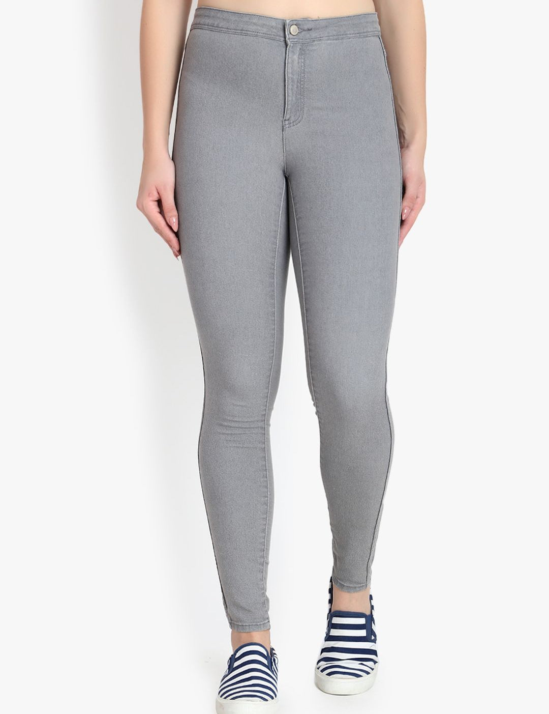 Kotty Women Grey Skinny Fit High-Rise Clean Look Stretchable Jeans