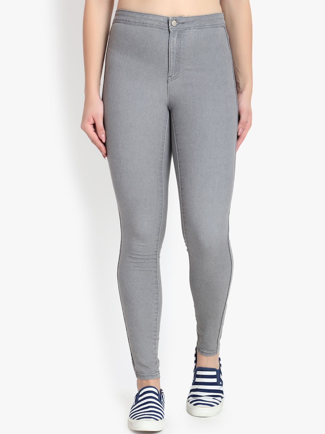 Kotty Women Grey Skinny Fit High-Rise Clean Look Stretchable Jeans