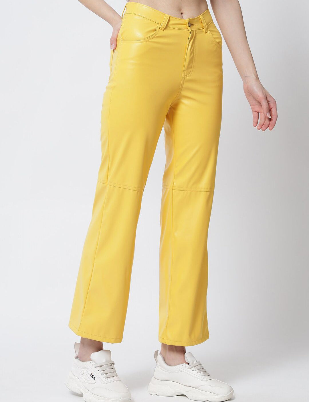 Kotty Women Yellow Relaxed Straight Fit Trousers
