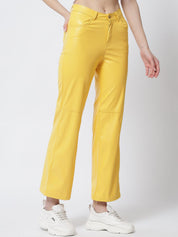 Kotty Women Yellow Relaxed Straight Fit Trousers