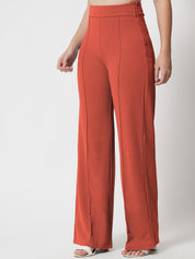 Kotty Women Relaxed Straight Fit High-Rise Easy Wash Parallel Trousers