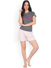 Kotty Women Cream-Coloured & Pink Printed Lounge Shorts KTTSLEEPSHORTS220