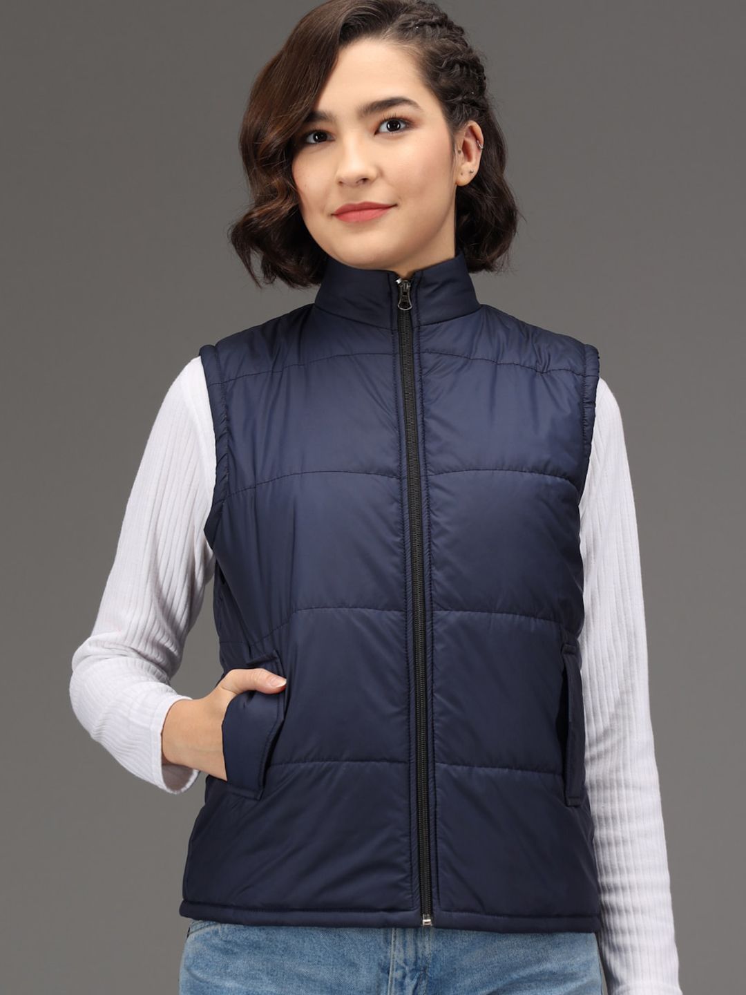 Kotty Women Blue Training or Gym Padded Jacket
