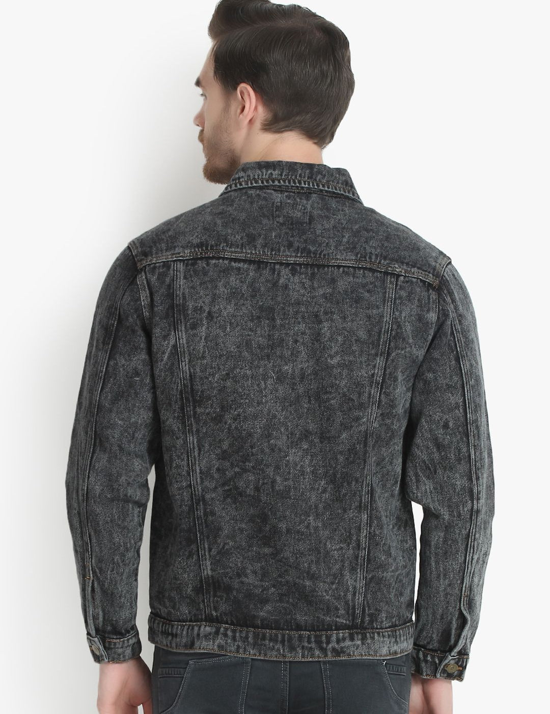 Kotty Men Black Solid Denim Jacket