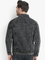 Kotty Men Black Solid Denim Jacket