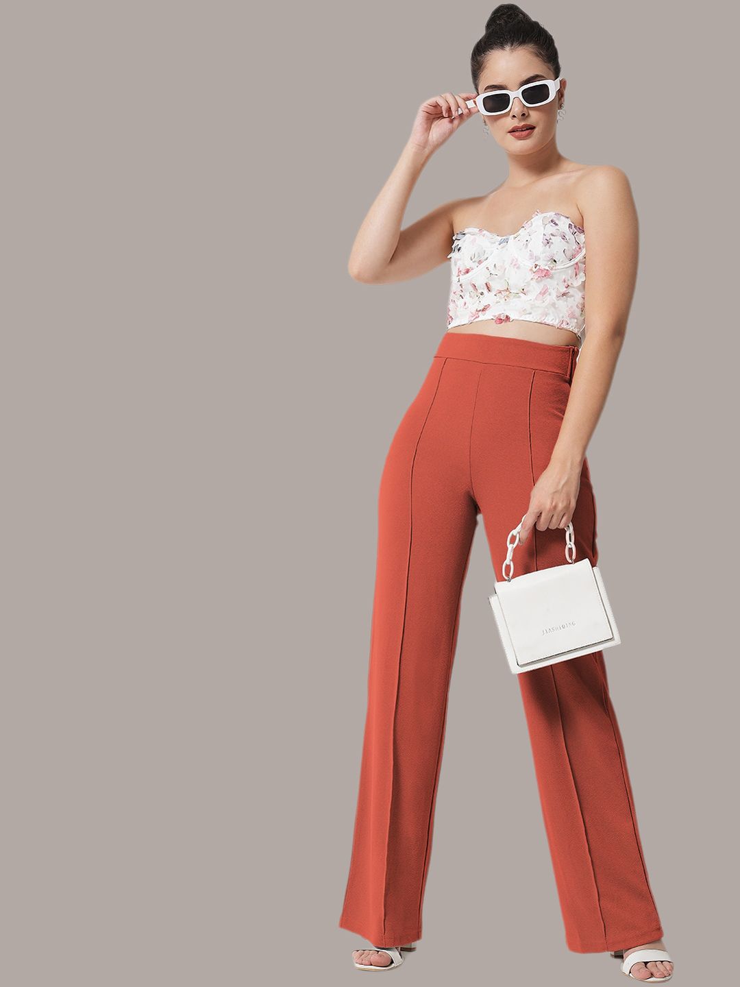 Kotty Pack Of 2 Women Relaxed Straight Leg Straight Fit High-Rise Trousers