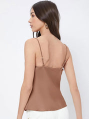 Kotty Brown Cowl Neck Satin Top