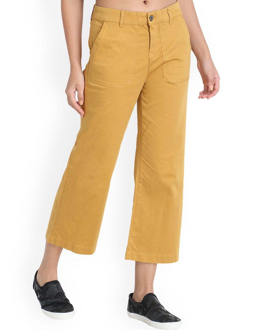 Kotty Women Yellow Flared Fit High-Rise Clean Look Stretchable Jeans