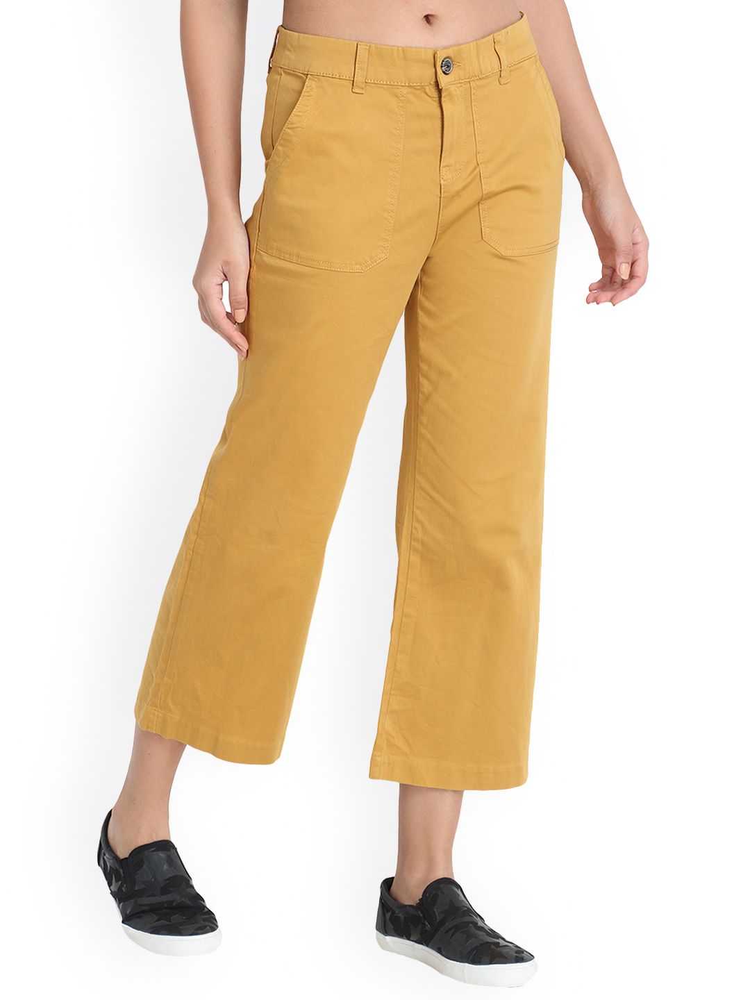 Kotty Women Yellow Flared Fit High-Rise Clean Look Stretchable Jeans