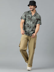 Kotty Men Cuban Collar Abstract Printed Casual Shirt