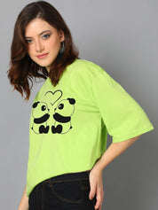 Kotty Green Graphic Printed Drop-Shoulder Sleeves Oversized T-shirt