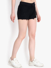 Kotty Women Black Self Design Regular Fit Regular Shorts