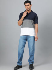 Kotty Men Colourblocked Polo Collar T-shirt