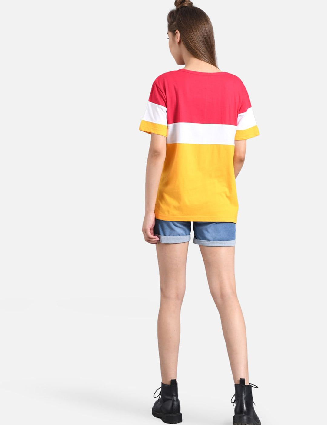 Kotty Women Pack Of 2 Yellow Colourblocked Round Neck T-shirt