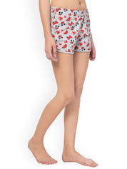 Kotty Women Grey & Red Graphic Printed Lounge Shorts