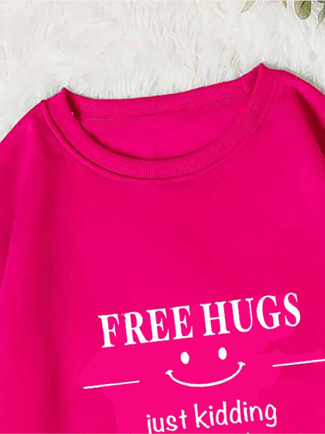 Kotty Typography Printed Round Neck Fleece Pullover Sweatshirt