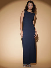 Stylecast X KOTTY Basics Navy Blue Boat Neck Maxi Dress