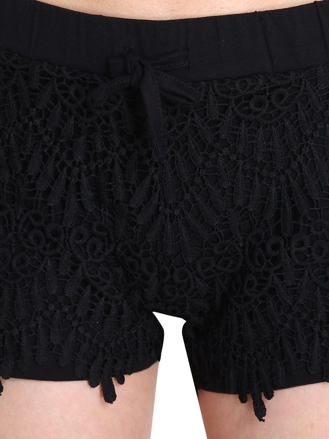 Kotty Women Black Self Design Regular Fit Regular Shorts