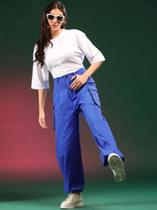 Kotty Women Relaxed Loose Fit High-Rise Easy Wash Cargo Trousers